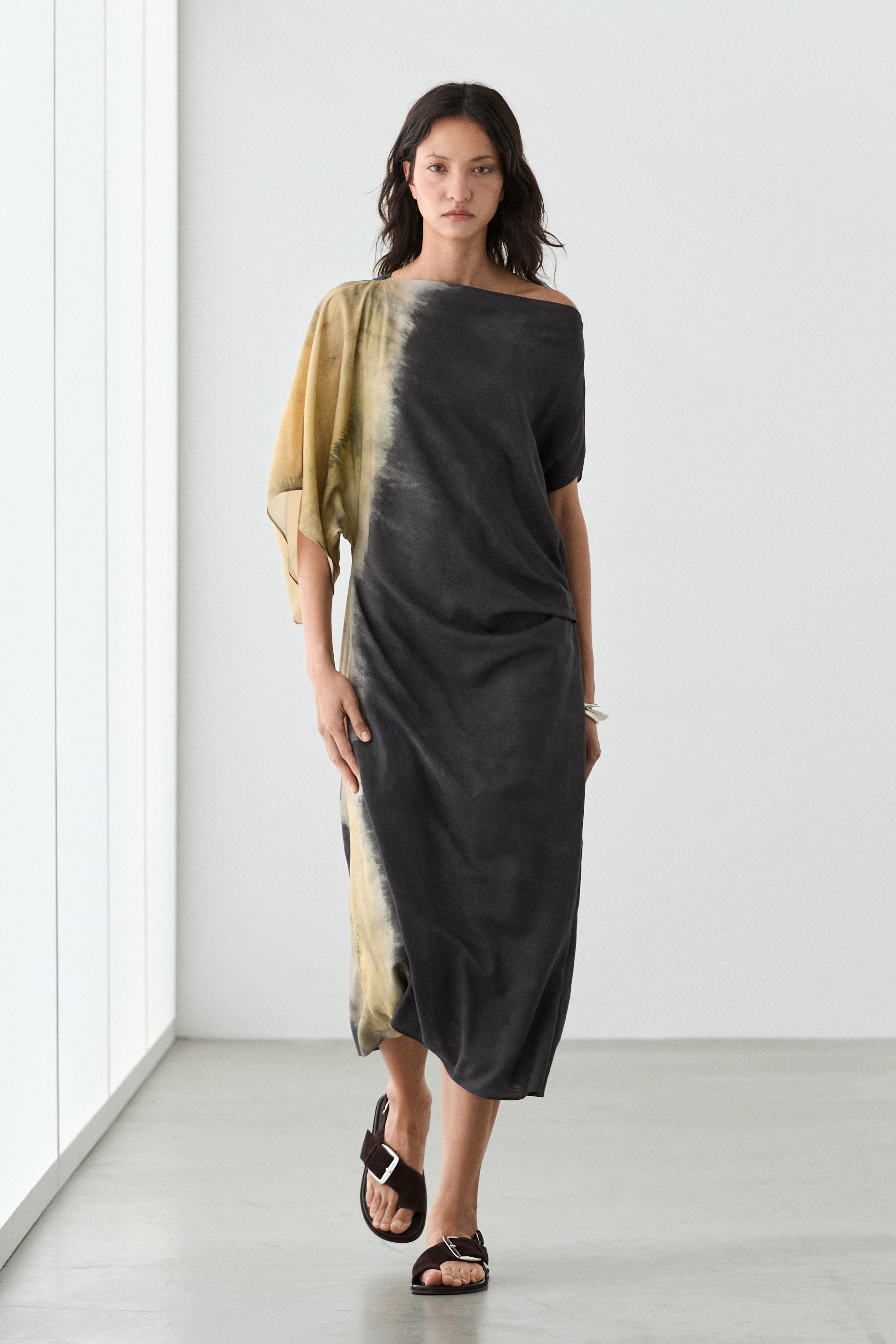 Tie-dye print midi dress